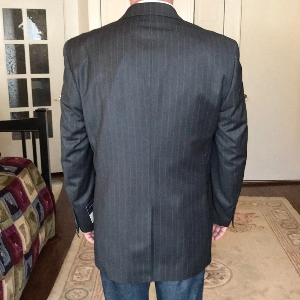Cambridge Classics Single Breasted Gray Pinstripe Blazer Suit Jacket Size 40R